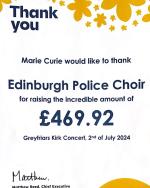 Singing for our charity of the year Marie Curie UK